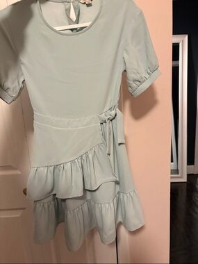Habitual Girls Mint Green Tiered Ruffle Dress with Side Tie